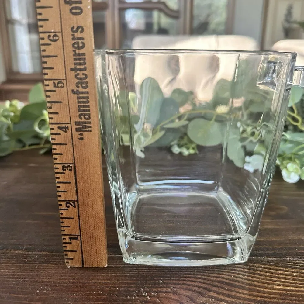 Lead Crystal Square Ice Wine Bucket Double Ear Handles Barware
